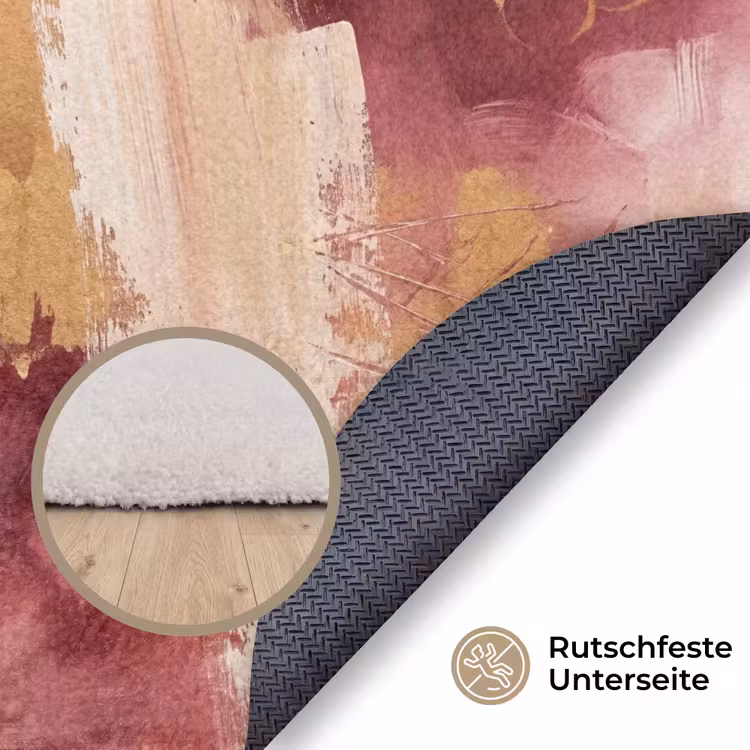 Teppich - Zusammenfassung – Rot – Gold – Modern – Kunst - Abstract - Rood - Goud - Modern - Kunst Vloerkleed Rond klein