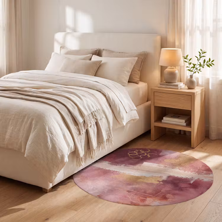 Teppich - Zusammenfassung – Rot – Gold – Modern – Kunst - Abstract - Rood - Goud - Modern - Kunst Vloerkleed Rond klein
