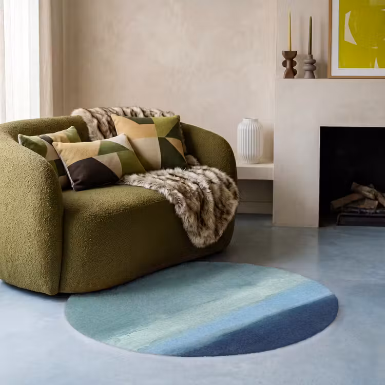 Teppich - Zusammenfassung – Schichten – Ruhe – Modern – Blau - Abstract - Lagen - Rust - Modern - Blauw Vloerkleed Rond klein