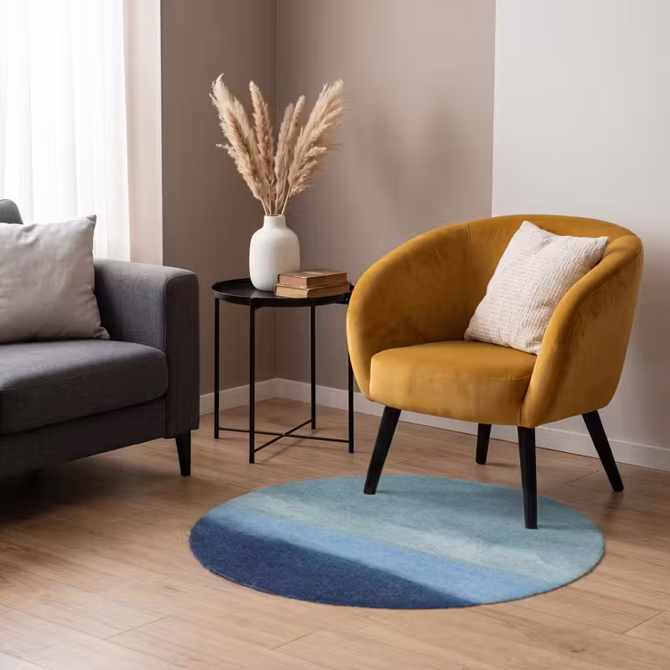 Teppich - Zusammenfassung – Schichten – Ruhe – Modern – Blau - Abstract - Lagen - Rust - Modern - Blauw Vloerkleed Rond klein