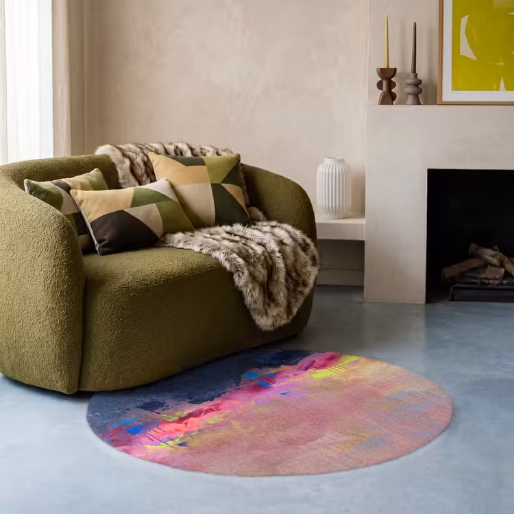 Teppich - Zusammenfassung – Textur – Farben – Modern – Rosa - Abstract - Textuur - Kleuren - Modern - Roze Vloerkleed Rond klein