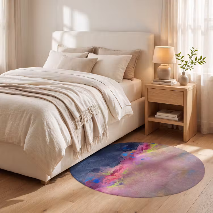 Teppich - Zusammenfassung – Textur – Farben – Modern – Rosa - Abstract - Textuur - Kleuren - Modern - Roze Vloerkleed Rond klein