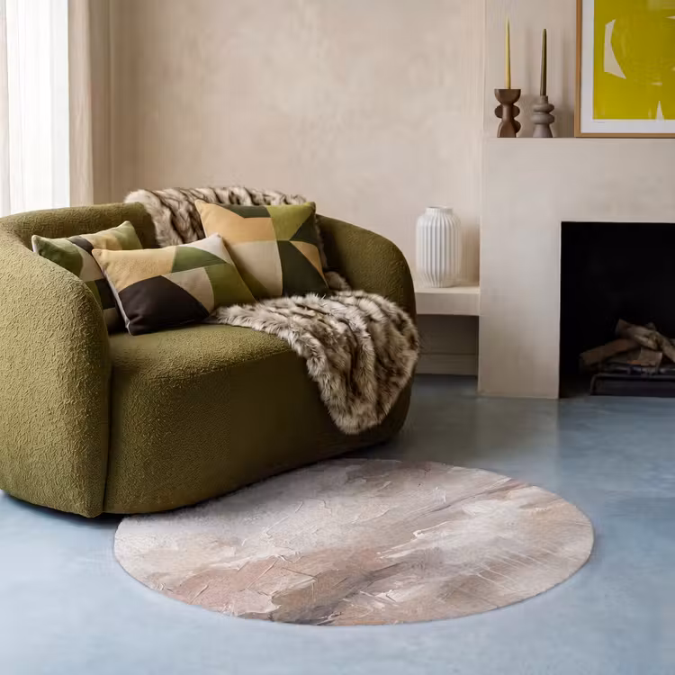 Teppich - Zusammenfassung – Textur – Kunst – Modern – Beige - Abstract - Textuur - Kunst - Modern - Beige Vloerkleed Rond klein