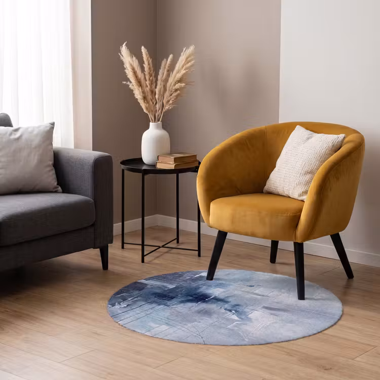 Teppich - Zusammenfassung – Textur – Kunst – Modern – Blau - Abstract - Textuur - Kunst - Modern - Blauw Vloerkleed Rond klein
