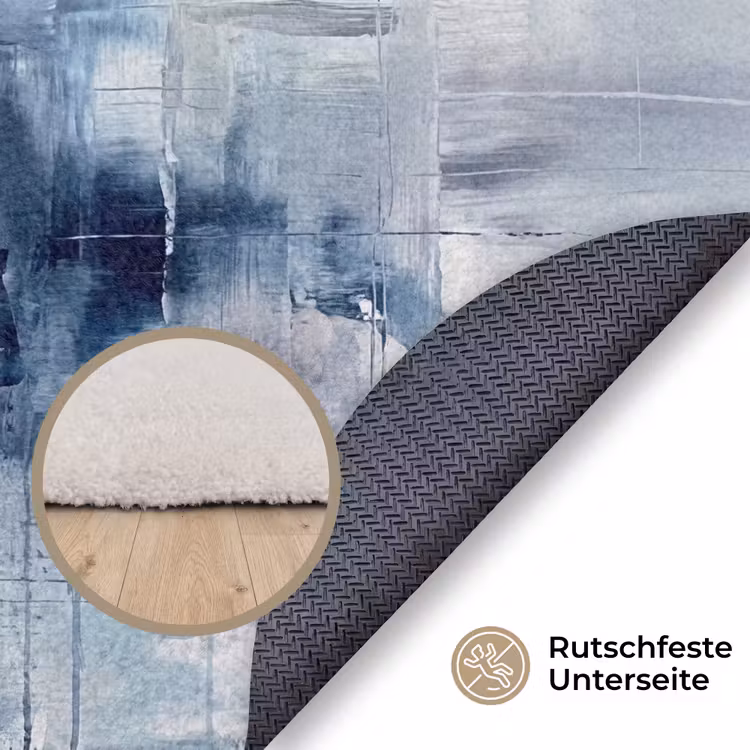 Teppich - Zusammenfassung – Textur – Kunst – Modern – Blau - Abstract - Textuur - Kunst - Modern - Blauw Vloerkleed Rond klein