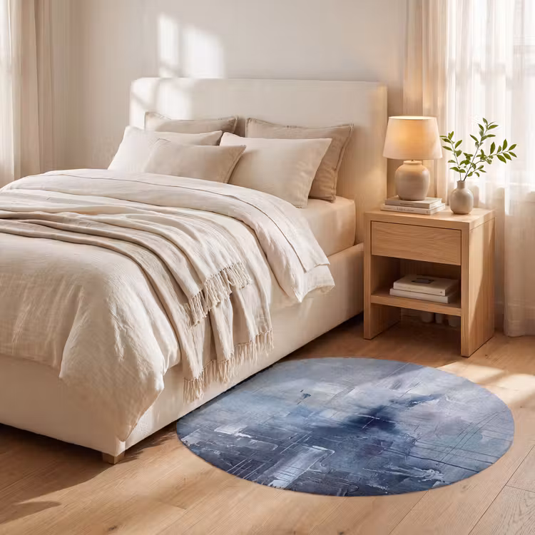 Teppich - Zusammenfassung – Textur – Kunst – Modern – Blau - Abstract - Textuur - Kunst - Modern - Blauw Vloerkleed Rond klein