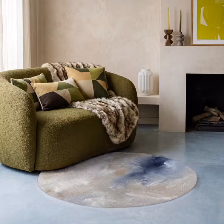 Teppich - Zusammenfassung – Wolken – Atmosphäre – Modern – Beige - Abstract - Wolken - Sfeer - Modern - Beige Vloerkleed Rond klein