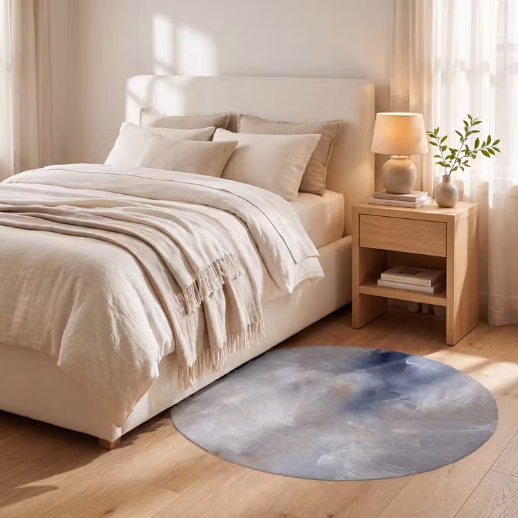 Teppich - Zusammenfassung – Wolken – Atmosphäre – Modern – Beige - Abstract - Wolken - Sfeer - Modern - Beige Vloerkleed Rond klein