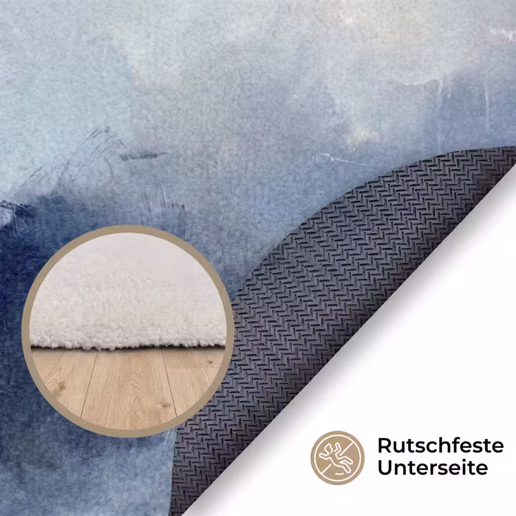 Teppich - Zusammenfassung – Wolken – Modern – Blau – Kunst - Abstract - Wolken - Modern - Blauw - Kunst Vloerkleed Rond klein
