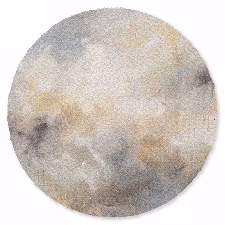 Teppich - Zusammenfassung – Wolken – Stimmungsvoll – Beige – Grau - Abstract - Wolken - Sfeervol - Beige - Grijs Vloerkleed Rond klein