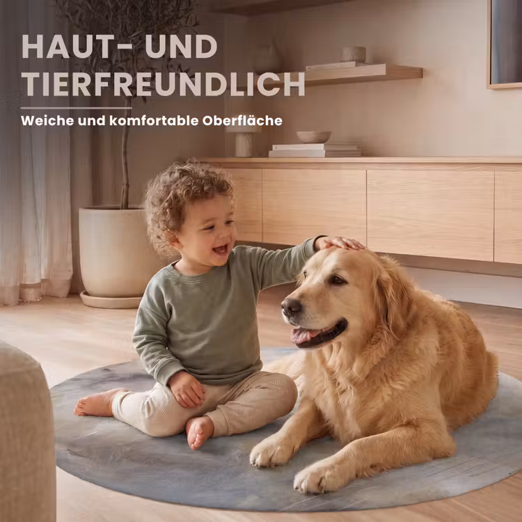 Teppich - Zusammenfassung – Wolken – Stimmungsvoll – Beige – Grau - Abstract - Wolken - Sfeervol - Beige - Grijs Vloerkleed Rond klein