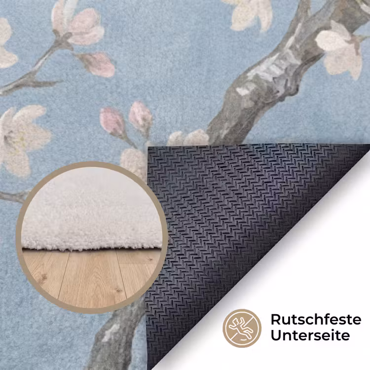 Takken - Kersenbloesem - Blauw Vloerkleed Rechthoek klein -uniquesellingpoint_antislip_DE_DE