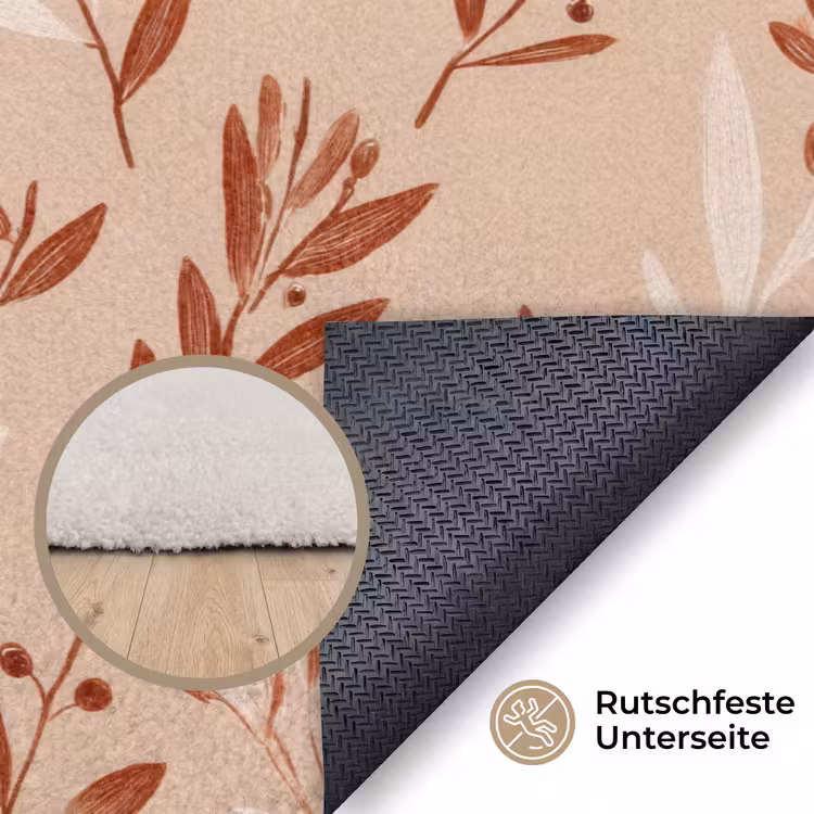 Takjes - Patroon - Bessen - Crème­kleuren Vloerkleed Rechthoek klein 1091 -uniquesellingpoint_antislip_DE_DE