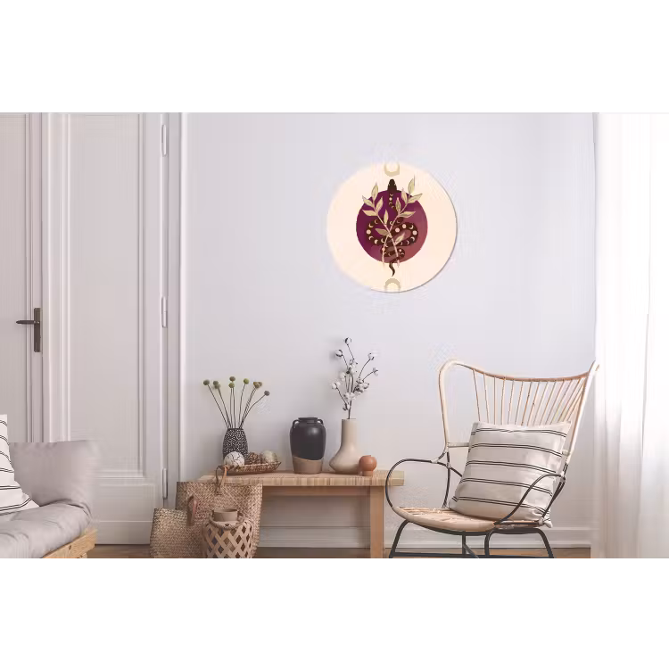 Dieren - Slang - Maan - Mystiek - Abstract Wandcirkel aluminium klein -woonkamer