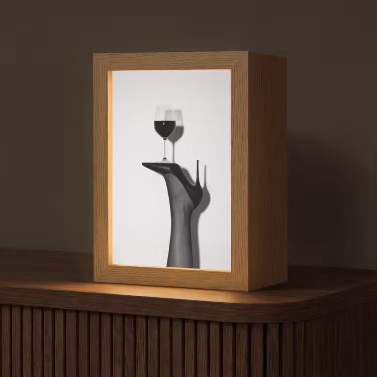 Hak - Wijn - Minimalistisch - Zwart Light Box met kabel (Tafellamp) klein -z3d_website