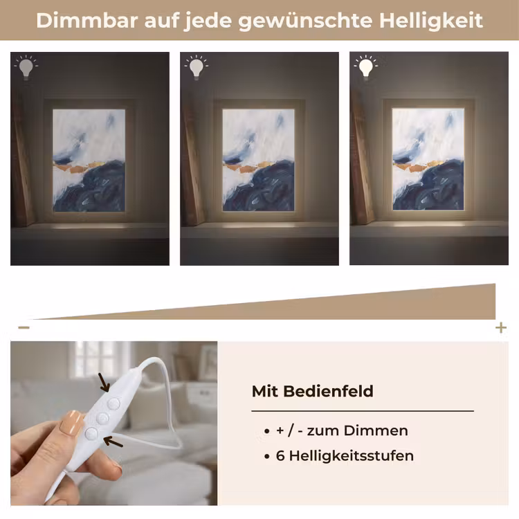 Abstract - Acryl - Blauw - Goud - Elegant Light Box met kabel (Tafellamp) klein -USP_dimbaarDE