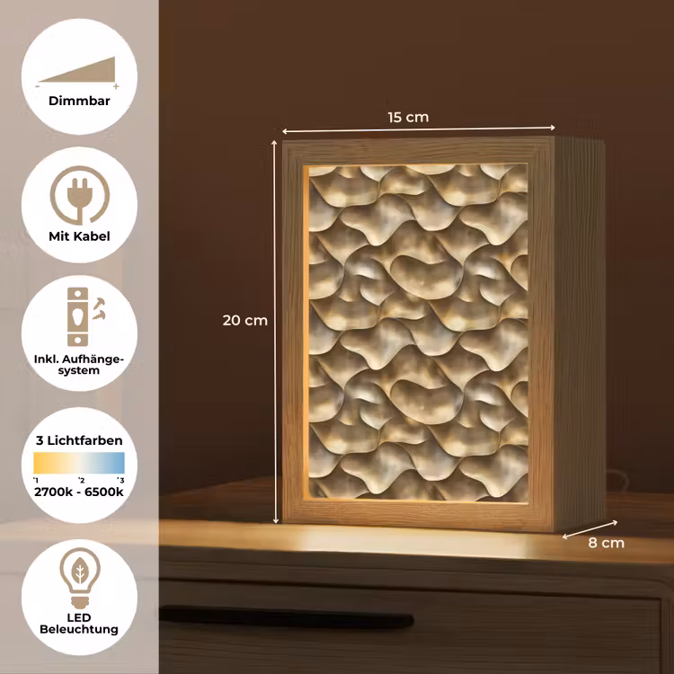 Abstract - Antiek - Goud Light Box met kabel (Tafellamp) klein 925 -USP_DE