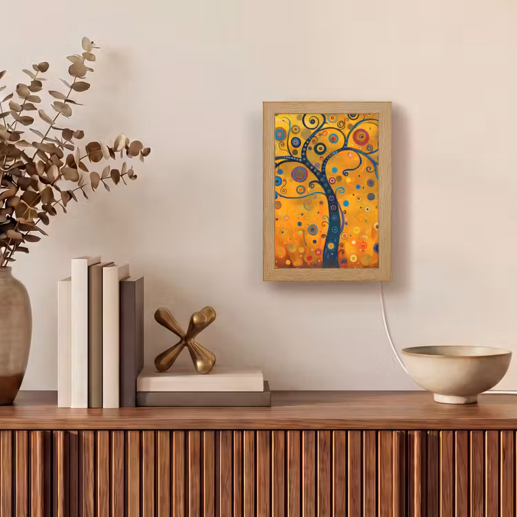 Abstract - Boom - Levensboom - Modern Light Box met kabel (Tafellamp) klein -sfeer2