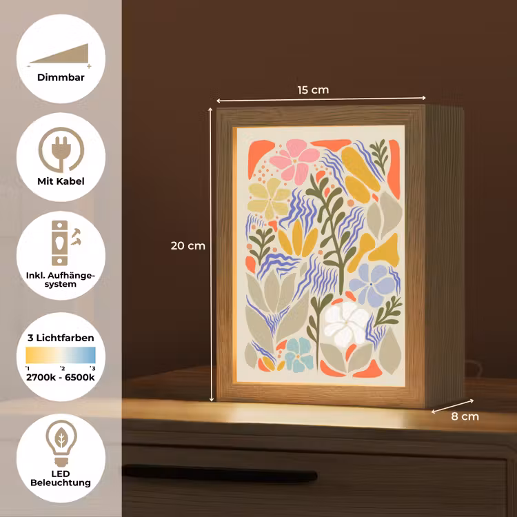 Abstract - Bloemen - Bladeren Light Box met kabel (Tafellamp) klein -USP_DE