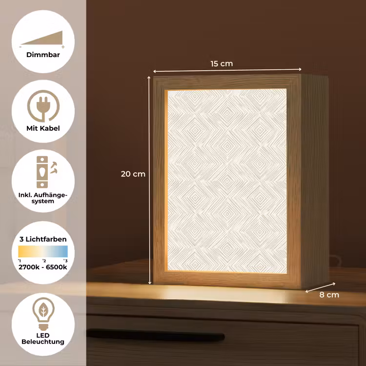 Abstract - Ruiten - Beige Light Box met kabel (Tafellamp) klein 925 -USP_DE