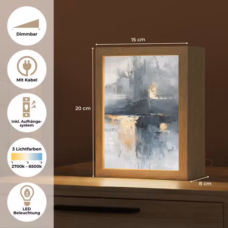 Abstract - Verf - Kunst - Goud Light Box met kabel (Tafellamp) klein -USP_DE