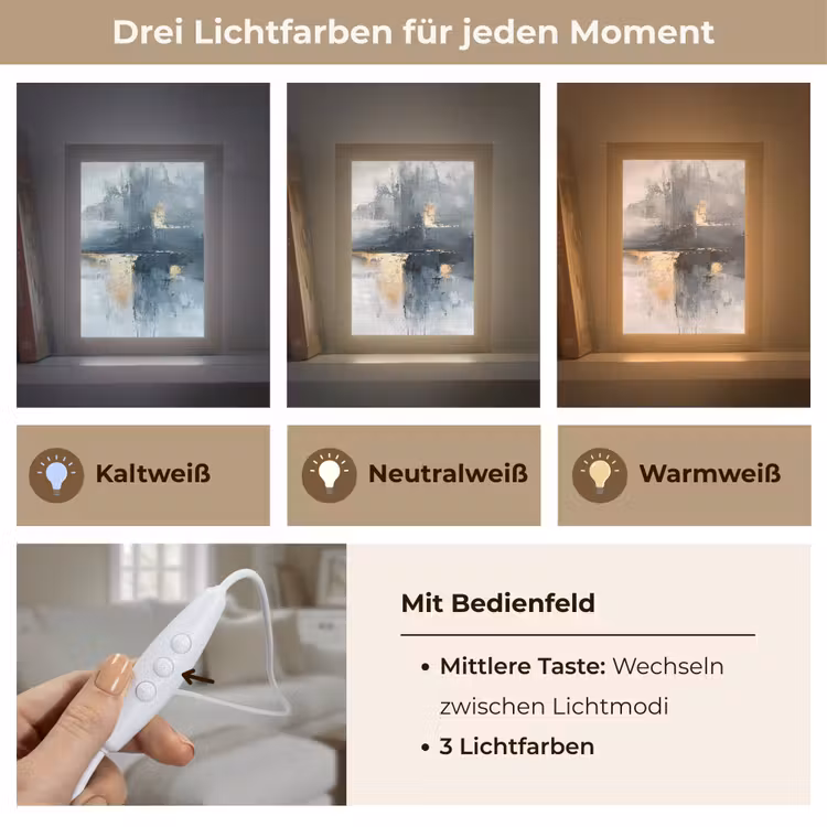 Abstract - Verf - Kunst - Goud Light Box met kabel (Tafellamp) klein -USP_lichtkleurDE
