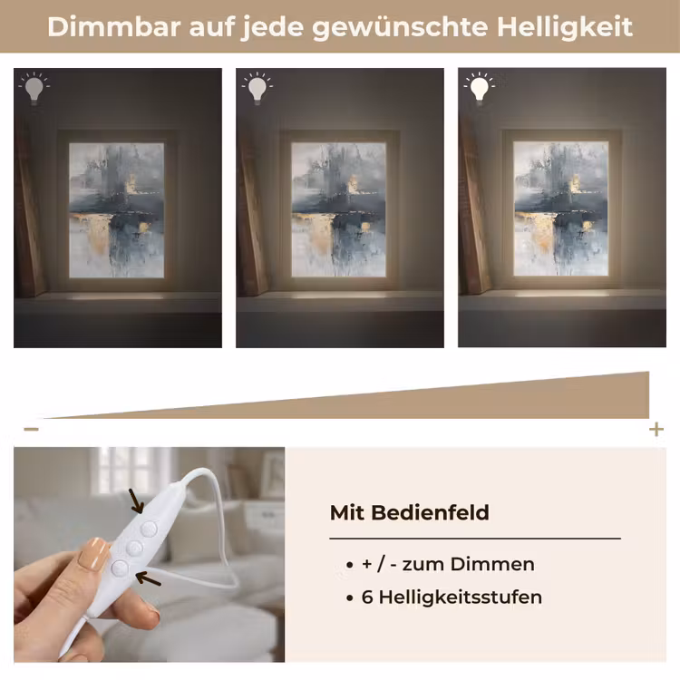 Abstract - Verf - Kunst - Goud Light Box met kabel (Tafellamp) klein -USP_dimbaarDE