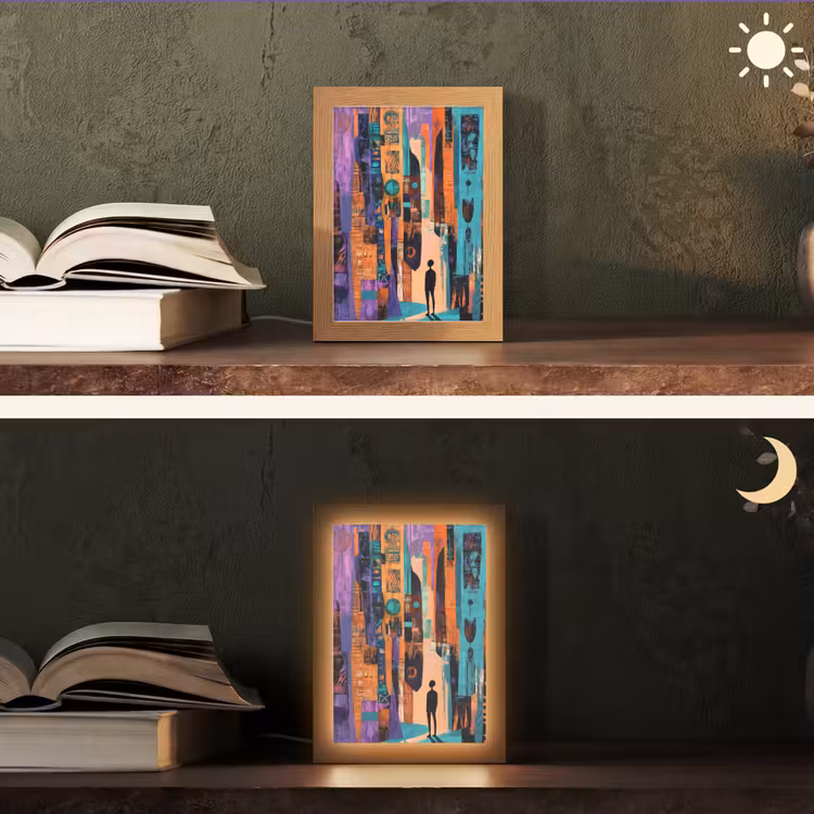 Abstract - Figuren - Kleurrijk Light Box met kabel (Tafellamp) klein -sfeer3