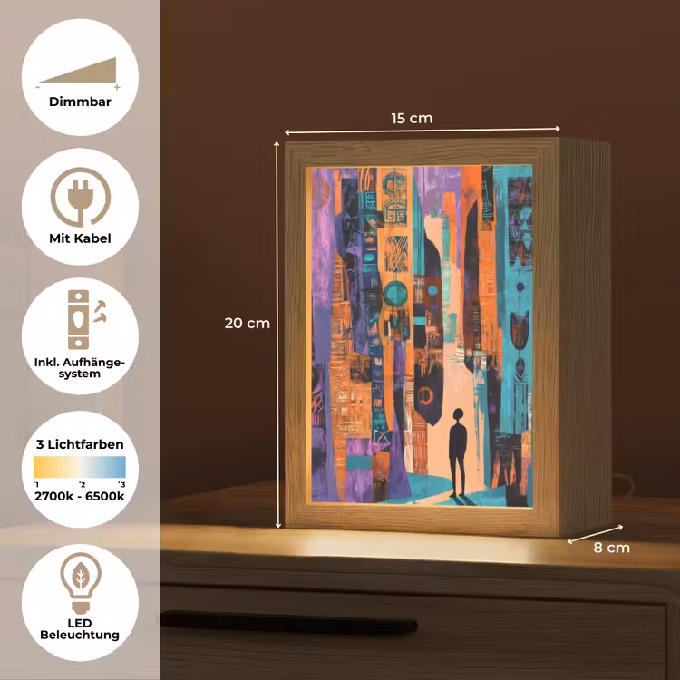 Abstract - Figuren - Kleurrijk Light Box met kabel (Tafellamp) klein -USP_DE