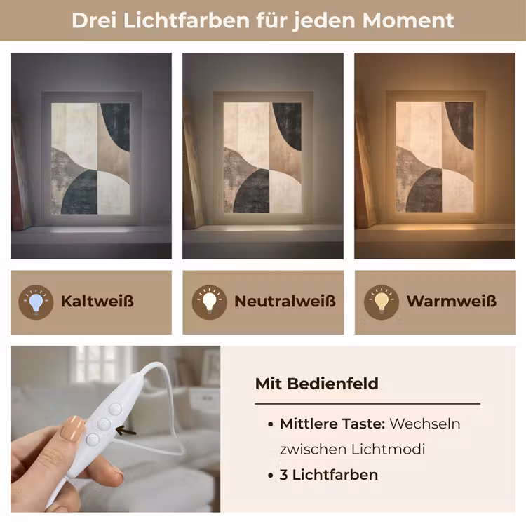 Abstract - Vlakken - Zwart - Rond Light Box met kabel (Tafellamp) klein -USP_lichtkleurDE