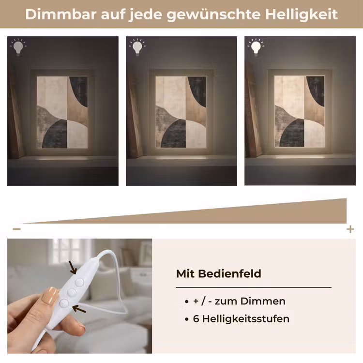 Abstract - Vlakken - Zwart - Rond Light Box met kabel (Tafellamp) klein -USP_dimbaarDE