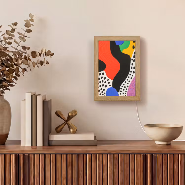 Abstract - Vormen - Kleuren - Stippen Light Box met kabel (Tafellamp) klein -sfeer2