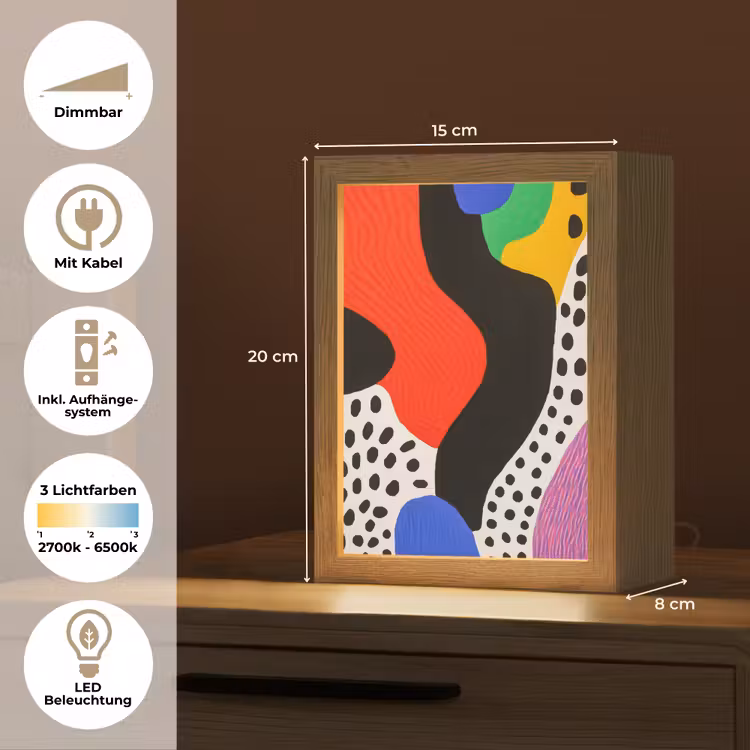 Abstract - Vormen - Kleuren - Stippen Light Box met kabel (Tafellamp) klein -USP_DE