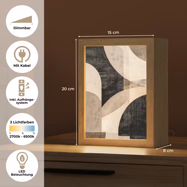 Abstract - Vormen - Modern - Beige Light Box met kabel (Tafellamp) klein -USP_DE