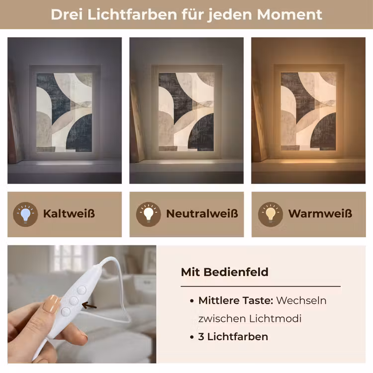 Abstract - Vormen - Modern - Beige Light Box met kabel (Tafellamp) klein -USP_lichtkleurDE