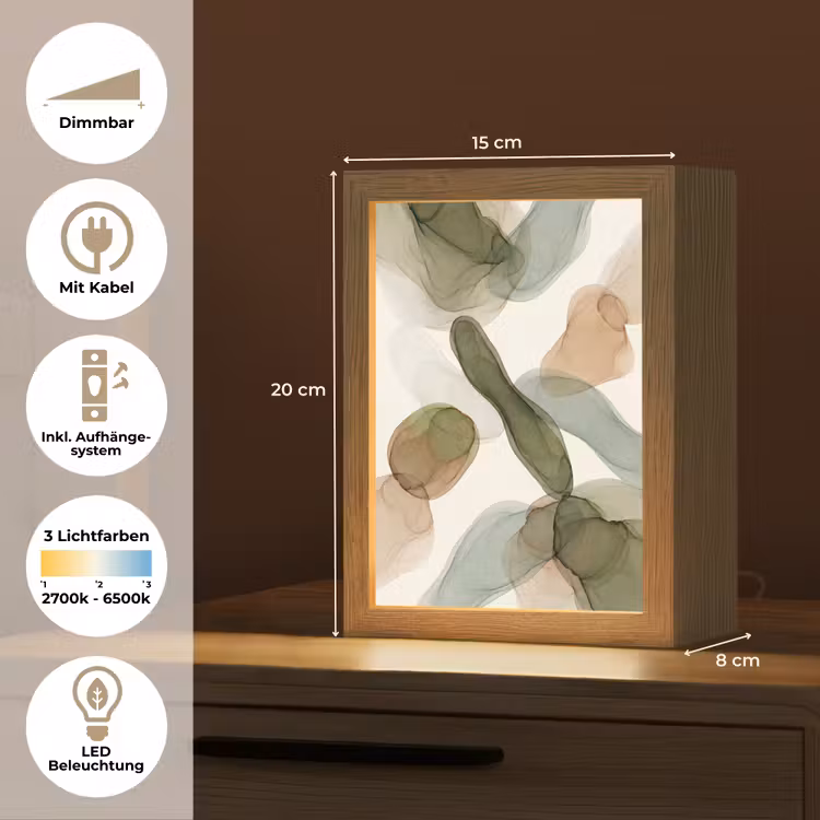 Abstract - Vormen - Modern - Kunst - Groen - Bruin Light Box met kabel (Tafellamp) klein -USP_DE