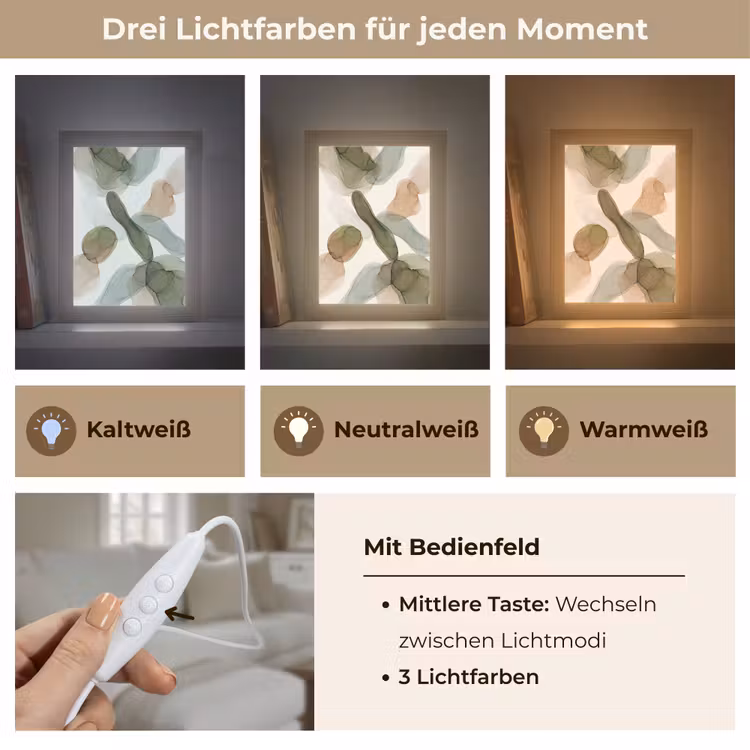 Abstract - Vormen - Modern - Kunst - Groen - Bruin Light Box met kabel (Tafellamp) klein -USP_lichtkleurDE