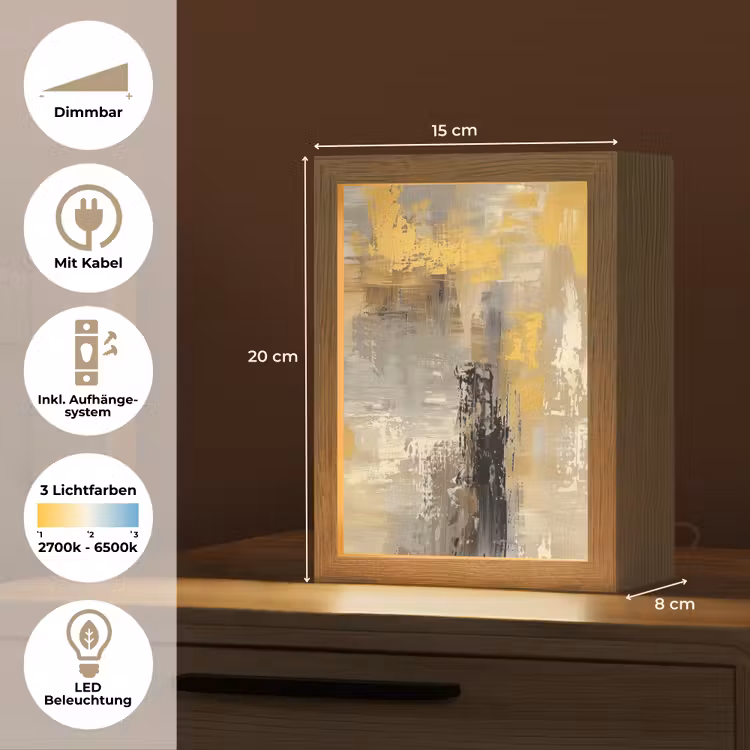Abstract - Geel - Modern - Beige Light Box met kabel (Tafellamp) klein -USP_DE