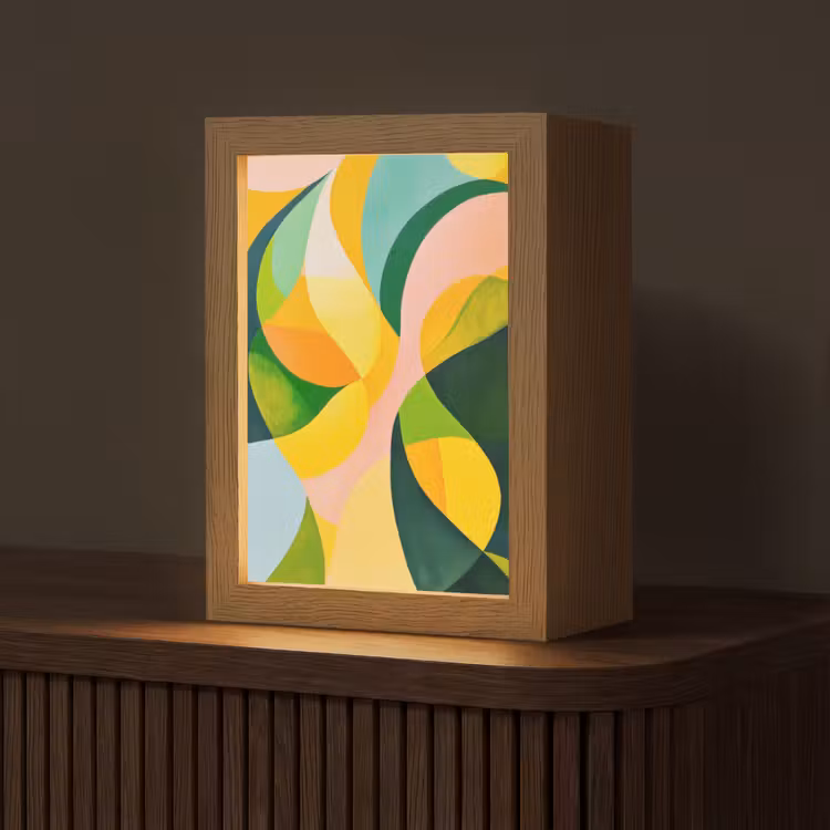 Abstract - Geel - Roze - Groen Light Box met kabel (Tafellamp) klein -z3d_website