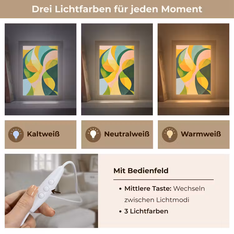 Abstract - Geel - Roze - Groen Light Box met kabel (Tafellamp) klein -USP_lichtkleurDE