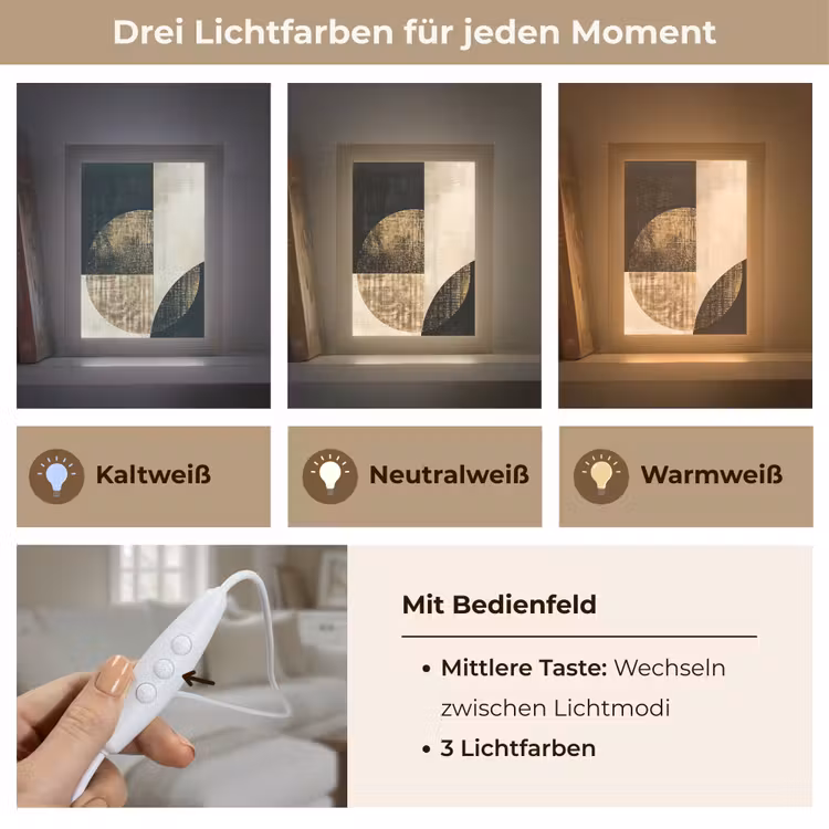 Abstract - Geometrische vormen - Zwart - Goud Light Box met kabel (Tafellamp) klein -USP_lichtkleurDE