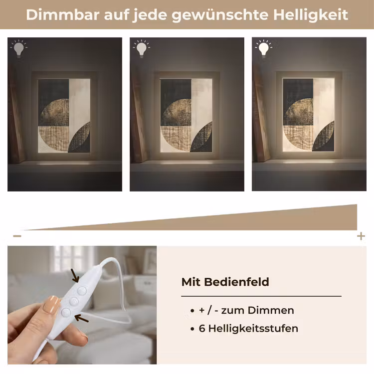 Abstract - Geometrische vormen - Zwart - Goud Light Box met kabel (Tafellamp) klein -USP_dimbaarDE