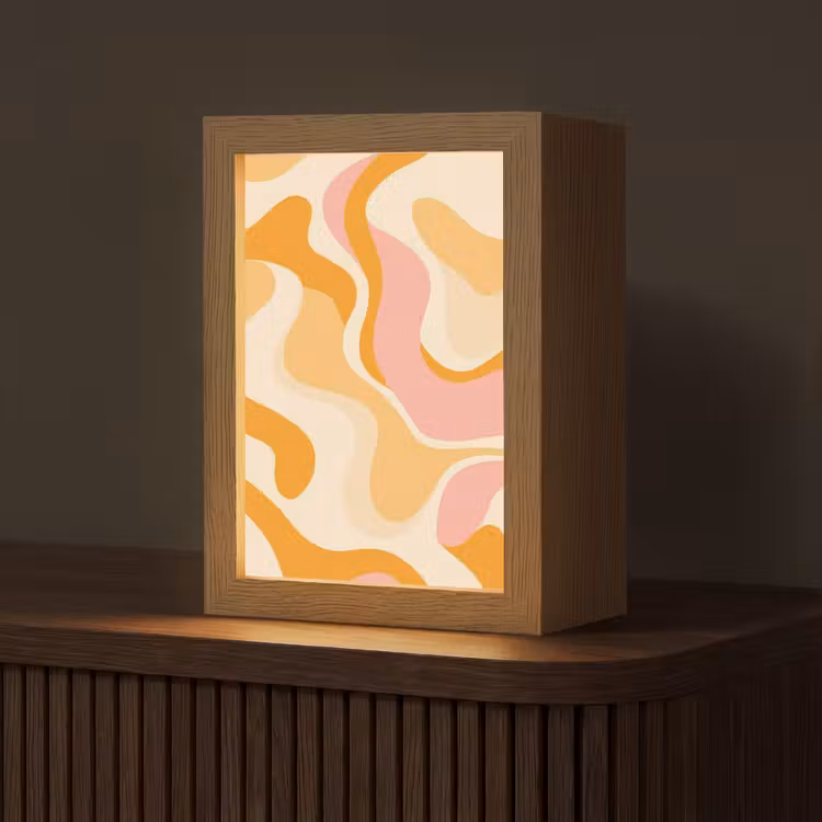 Abstract - Golvend - Oranje Light Box met kabel (Tafellamp) klein -z3d_website