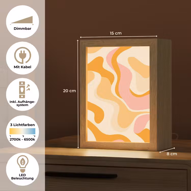 Abstract - Golvend - Oranje Light Box met kabel (Tafellamp) klein -USP_DE
