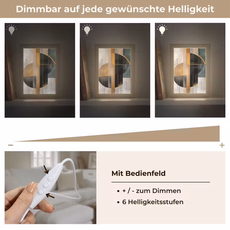 Abstract - Goud - Brons - Groen - Vormen - Modern Light Box met kabel (Tafellamp) klein -USP_dimbaarDE
