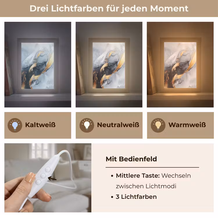 Abstract - Goud - Verf - Aesthetic - Art Light Box met kabel (Tafellamp) klein -USP_lichtkleurDE
