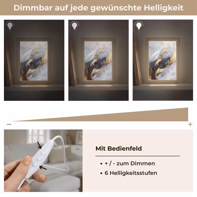 Abstract - Goud - Verf - Aesthetic - Art Light Box met kabel (Tafellamp) klein -USP_dimbaarDE