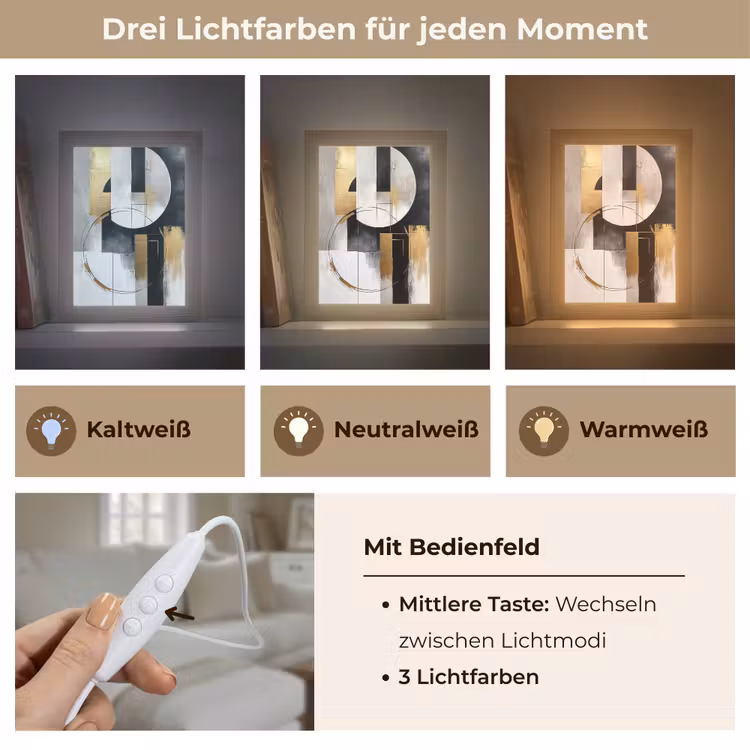 Abstract - Goud - Zilver - Vormen - Aesthetic Light Box met kabel (Tafellamp) klein -USP_lichtkleurDE