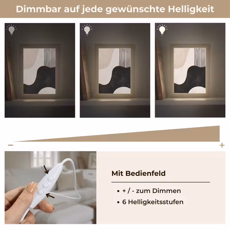 Abstract - Japandi - Beige - Modern Light Box met kabel (Tafellamp) klein -USP_dimbaarDE