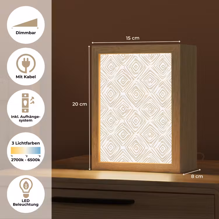 Abstract - Ruit - Beige Light Box met kabel (Tafellamp) klein 925 -USP_DE